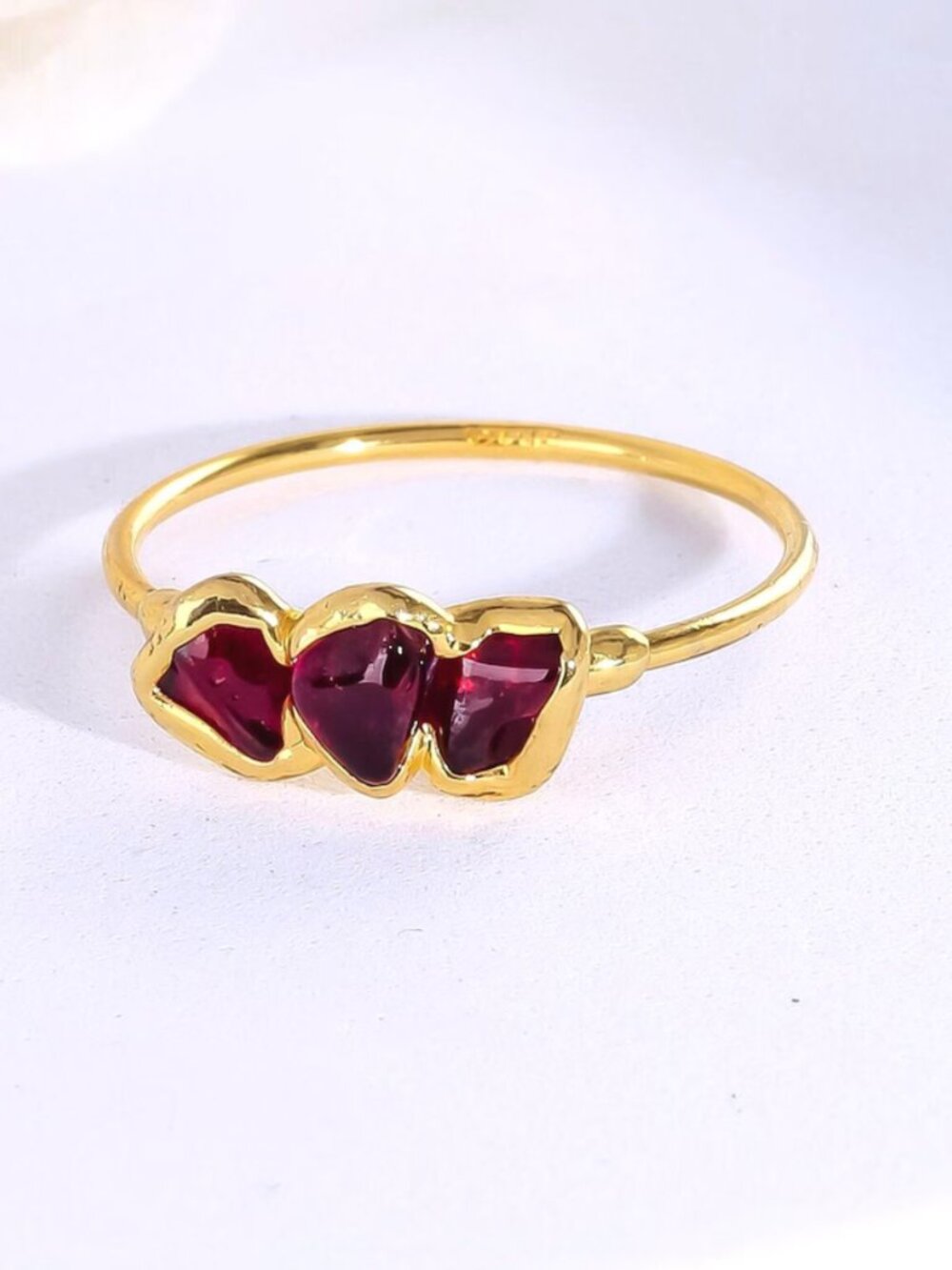 Ring Crush Triple Raw Garnet Ring - Size 5